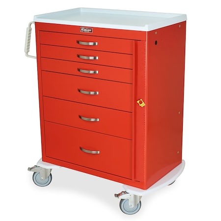 Harloff Tall Emergency Crash Cart, Standard Width, Six Drawers, Breakaway Lock MDS3030B06